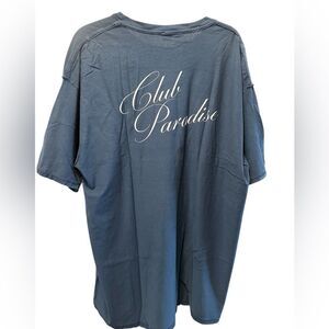 NWT Club Paradise Unisex Blue Resort Tee Raw Hems Classic Graphic Tee Shirt - XL
